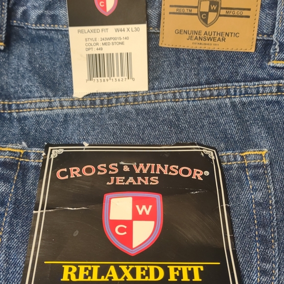 Cross & Winsor Relaxed Fit Jeans W44XL30 MEDIUM STONE NEW with tags - Picture 4 of 4